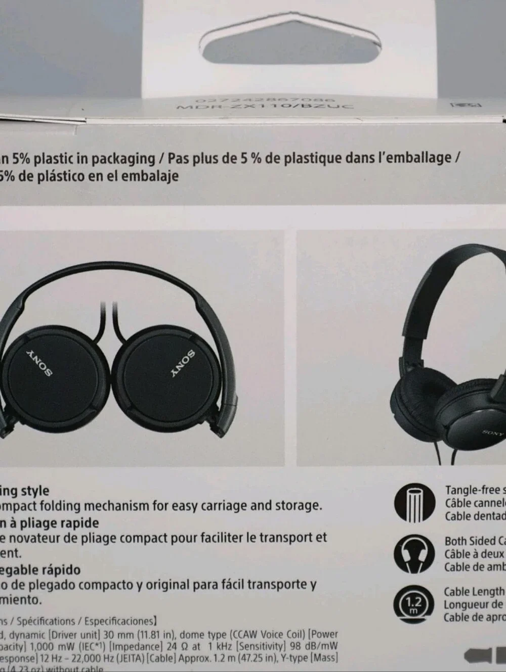 SONY Wired On-Ear Stereo Headphones, Black (MDR-ZX110) Brand New Factory Sealed
